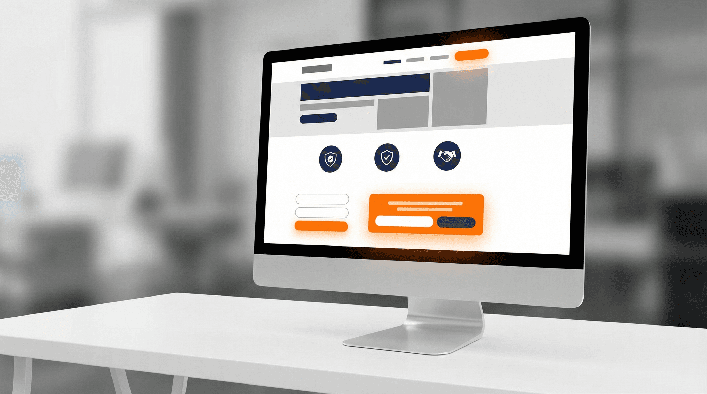 Landing page wireframe with highlighted CTA and trust sections