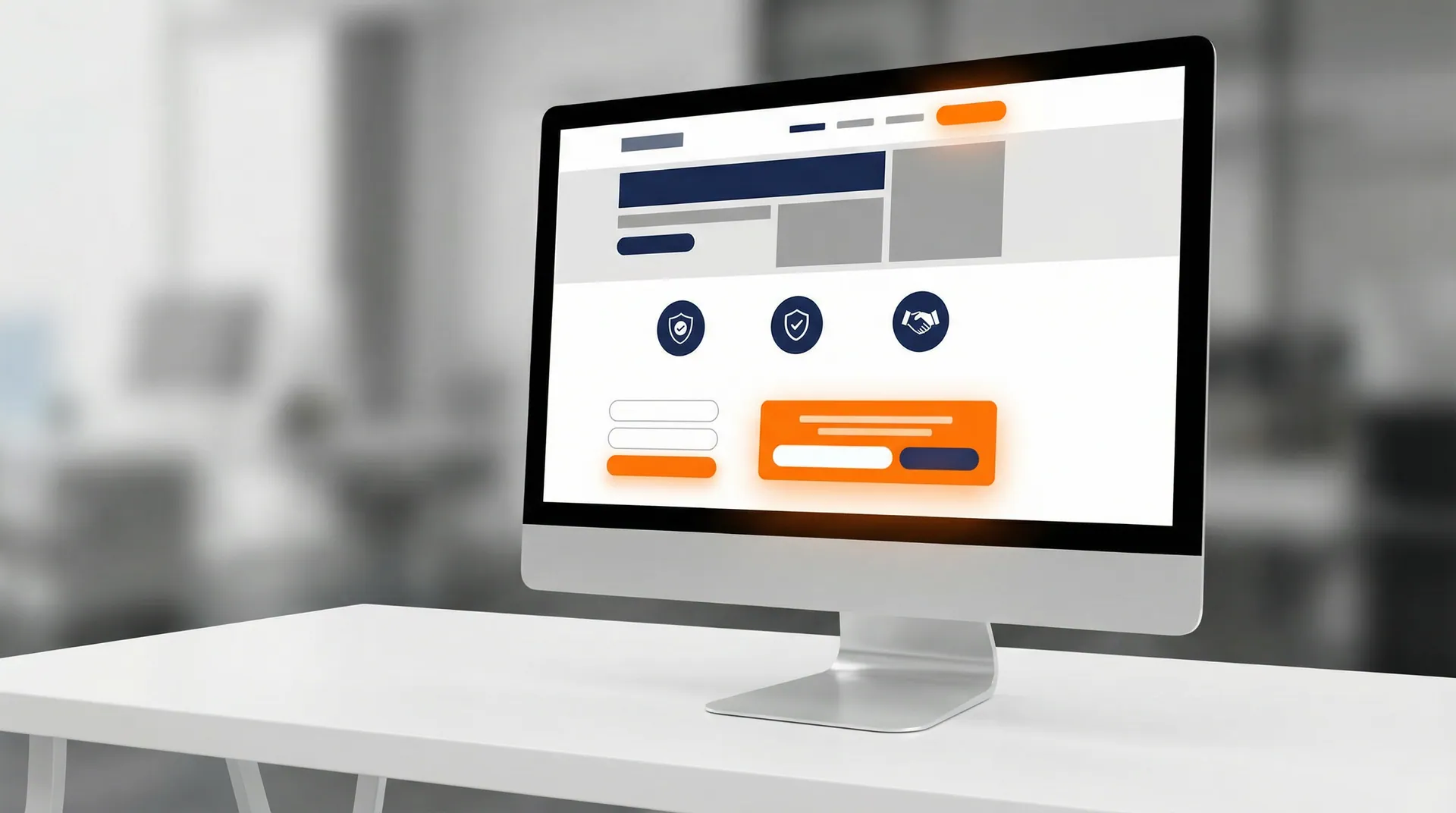 Landing page wireframe with highlighted CTA and trust sections